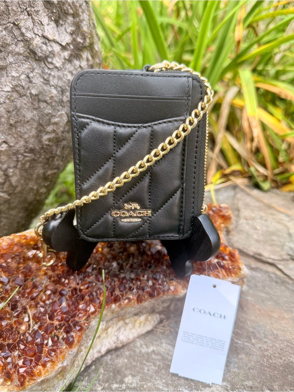 Coach quilted leather Zip card case CZ467